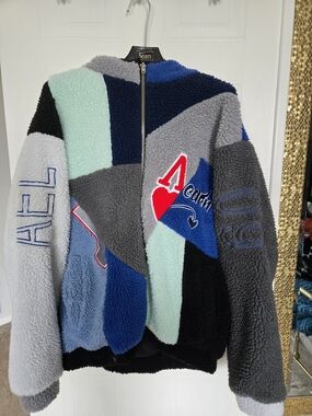 Aelfric Eden Blue and Black Sherpa Zip Jacket